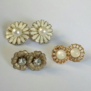 Set of 3 Spring Gold Flower earrings